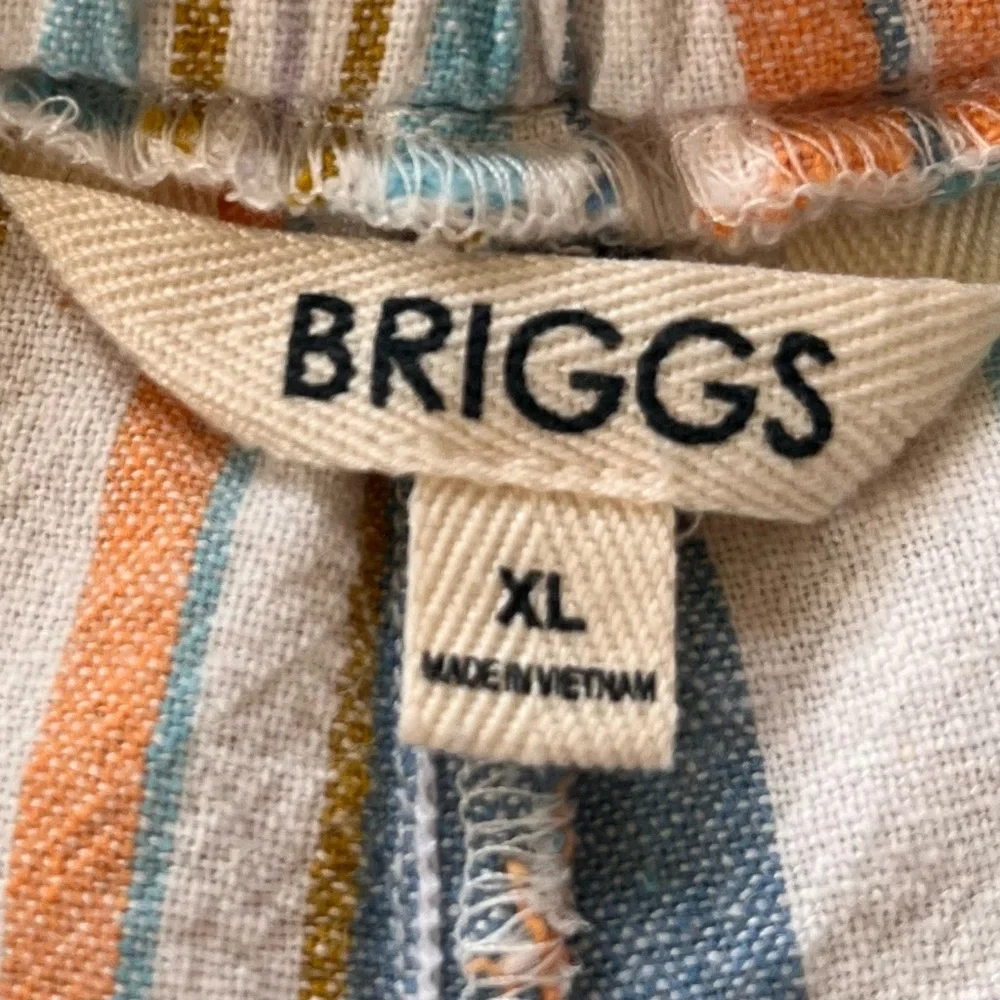 Briggs Linen Shorts Size‎ XL Striped Elastic Drawstring Coastal Beach Vacation